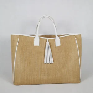 Casual Style Natural Color Big Large Capacity Beach Straw Tote Bag