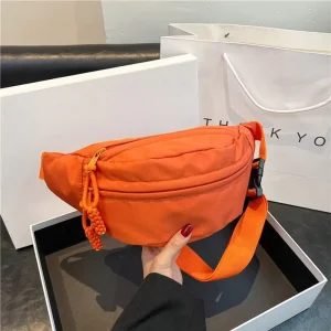 Casual Waist Pack Fashionable Waterproof RPET Polyester Fanny Pack With Adjustable Belt Zipper Closure Logo Pattern