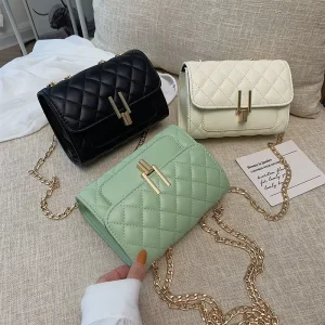 Casual Women’s Handbags Flap Purse Crossbody Messenger Shoulder Bag Fashion Checkered PU Leather Solid Color