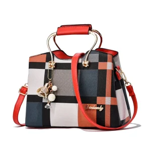 Checkered Design Women’s Satchel Portable Shoulder Crossbody Handbag