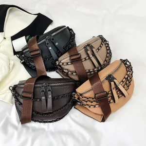 Chest Bags Chain Strap Quilted Female Belt Bag Fashion Waist Bags PU Fanny Pack for Women Cross Body Bag