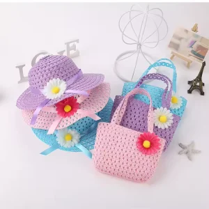 Children Baby Sweet Straw Hat and Cute Bags for Girls