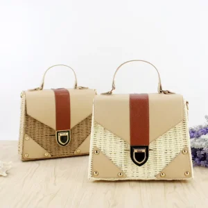 China Goods Summer Casual Eco friendly Cross Body Bag Portable Adjustable Handbag Paper Woven Straw Bag
