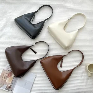 China Ladies Purse Handbags Luxury Quality Portable Glossy PU Leather Women Half Moon Single Strap Underarm Shoulder Bags