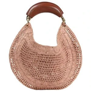 Classic Hollow Beach Straw Woven Bags for Women Pu Handle Hobo Underarm Shoulder Bag