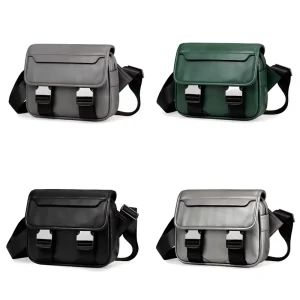 Classic Luxury Style Design Men’s Messenger Bags PU Leather Embroidery Logo Waterproof Lightweight Large Capacity Shoulder Bag