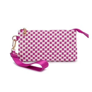 Classic Woven PU Clutch Bag with Chains Zipper Closure High Quality Waterproof Anti Theft Vintage Fashion Lady Checkered Pattern