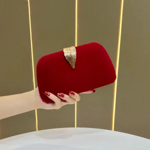 Clutch Purses for Women Solid Evening Clutch Bag Shoulder Bag With Metallic Leaves Clasp