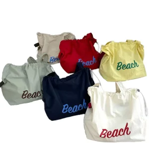 Color Women’s Tote Bag Large Capacity Simple Beach Canvas Bag