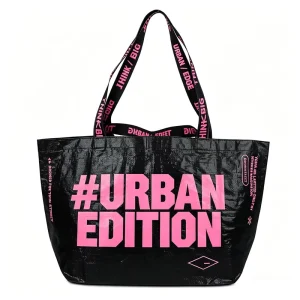 Colorful Customized Logo Graphic Laminated PP Woven Bag Contrast Color Eco Friendly Retail Grocery Shoulder Shopping Bag