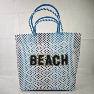 Colorful Handmade PE Woven Tote Beach Bag PE Shopping Basket Handwoven Shoulder Bag