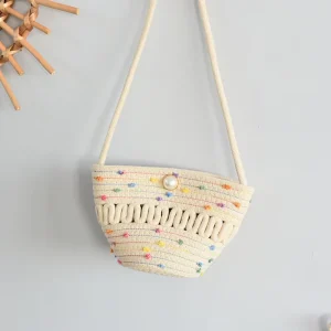 Colorful Ornament Mini Small Cotton Rope Single Shoulder Bag Outdoor Casual Beach Bag