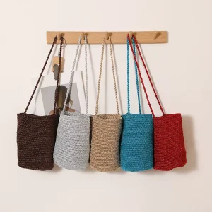 Colorful Woven Bucket Bag for Casual Daily Use