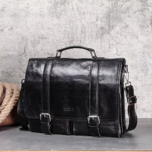 Contact’s Genuine Leather 13.3″ Laptop Bags for Men Handbags Briefcase Computer Bag Men’s Messenger Bag Luxury