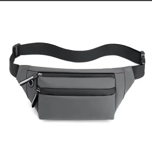 Convenient Lightweight Multi Layer Large Capacity Crossbody Bag Waterproof Pure Color Simple Waist Bag