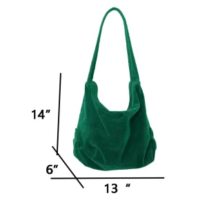 Corduroy Hobo Bag Tote Shoulder Soft Casual Slouchy Tote Bag Large Capacity Handbag For Women Daily Use