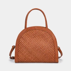 Cowhide Genuine Leather Woven Shoulder Crossbody Handbag Retro First Layer Genuine Leather Waterproof Women Bags