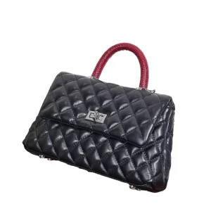 Cowhide Ladies High End Handbag Zip Closure Large Capacity Cotton Chain Bag Universal Temperament Four Seasons Shoulder Bag