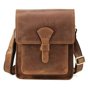 Crazy Horse Leather Men Bag Shoulder Satchel Bag Genuine Leather Small Messenger Cross Body Bag
