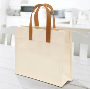 Create Stylish Branded Promotions Heavy Canvas Carry Signature Tote with Leather Handles