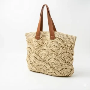 Crochet Handbag Straw Bag Beach Bags for Women Soft Craft Design Trendy Comfortable Ladies Daily Shopping Bag