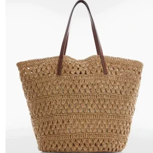 Crochet Single Shoulder Mother Bag Women’s Handmade Hollow Weaving Large Capacity Tote Bag Leisure Vacation Beach Bag