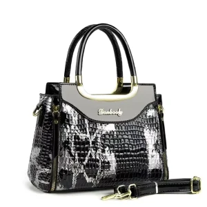 Crocodile Pattern Lightweight Waterproof Casual Tote Crossbody Bag Handbag for Daily Use