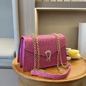 Crocodile Pattern Shoulder Bags for Women Fashion Chains Bag Purse Female Pu Leather Crossbody Handbag Daily Phone Clutch