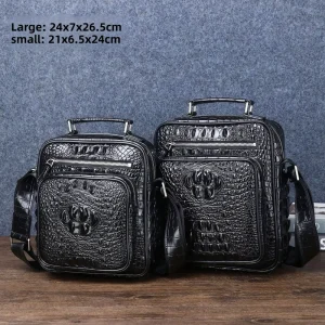 Crocodile-patterned men’s shoulder crossbody bag, high-end fashion men’s handbag, outdoor casual backpack