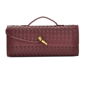 Cross Border ExclusiveNiche PU Woven Shoulder Bag Fashionable Horizontal Clutch Versatile Womens Polyester