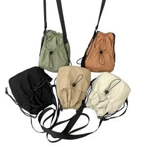 Cross-Border Japanese-Style Nylon Men’s Crossbody Bag Mini Drawstring Bucket Bag Lightweight Casual Instagram-Style Bag