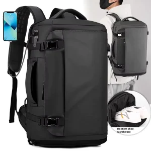 Cross Border Large Capacity Men’s USB Laptop Backpack PC Waterproof Breathable Box Type Open Bag Simple Outdoor Design
