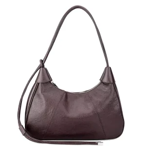 Cross Border New Women Bag Vintage Top Layer Vegetable Tanned Cowhide Horn Bag Genuine Leather Dumpling Crossbody Shoulder Bag