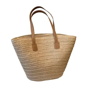 Cross Border Straw Woven Vegetable Basket Fashion Women’s Zipper Polyester New Commute All Match Shoulder Tote