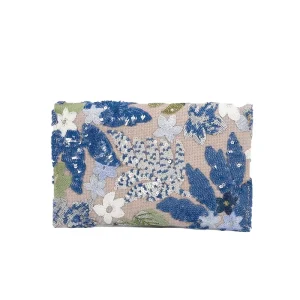 Cross Border Women’s High End Envelope Clutch Bag Sequin Embroidery Cotton Fabric Small Niche Summer Woven Polyester Lining