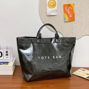 Cross border Best selling Large capacity PVC DuPont Paper Tote Bag Fashionable Shoulder Handbag Portable Summer Autumn Velcro