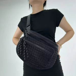 Cross border Exclusive Fashion Simple Mesh Single shoulder Bag Nylon Medium Chains Zipper Multi section Crossbody Handbag