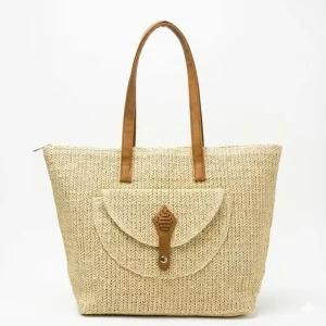 Cross border Factory Durable and Fashionable Woven Straw Tote Bag New Style Portable Tote Beach Bag