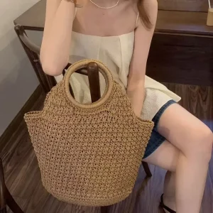 Cross border Factory Hand woven Elegant and Grand Single shoulder Bags in Pure Colors
