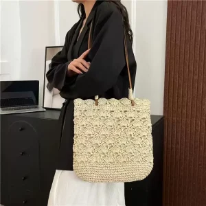 Cross-border Factory New Pure Hand-woven Elegant Single-shoulder Letter Bag Beach Bag