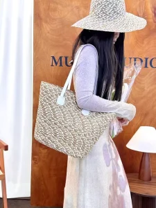 Cross-border Factory Woven Beach Bag Hat Set Combination Handmade Fashionable Straw Shoulder Bag
