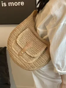 Cross border Handcrafted Woven Bag for Fashionable Ladies’ Beach Parasol Bag
