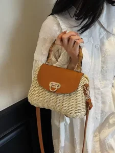 Cross border New INS Style Trendy Cross body Straw Woven Beach Bag for Vacation