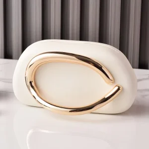 Cross-border Round Box Evening Bag Retro PU Gold Handle Clutch Bag Fashion Handbag