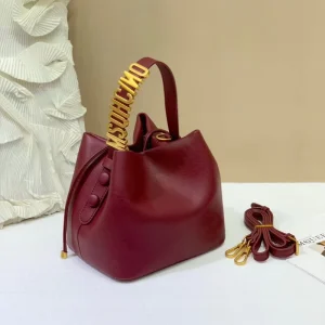 Cross-border Trendy PU Gold Letter Drawstring Bucket Bag Women Medium Light Luxury Closure Ample Capacity