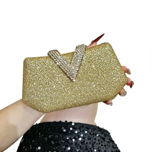 Cross-border Women’s High-end Diamond-encrusted Evening Bag Elegant All-match Handheld Small Clutch Light Luxury Fashion Niche