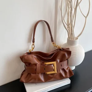 Cross-border Women’s New Korean Vintage Fashion PU Pleated Cloud Bag Large Capacity Soft Shoulder Crossbody Single