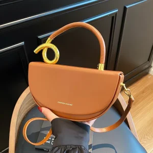 Crossbody Bag Designer Pu Leather Semi Circular Handbag Elegant And Fashionable Hard Womens Shoulder Bag