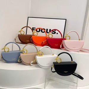 Crossbody Bag Designer Pu Leather Semi Circular Handbag Elegant and Fashionable Hard Womens Shoulder Bag