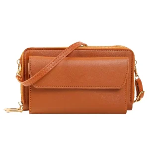 Crossbody Bag for Women Solid Color Double Zipper Shoulder Bag Large Capacity Travel Purse with Adjustable Strap